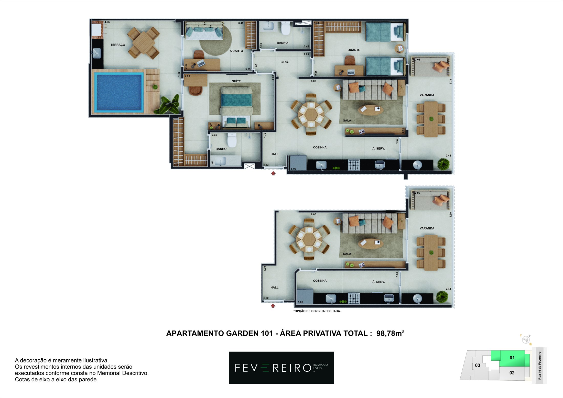 Planta UpGarden 101 do Fevereiro Botafogo Living